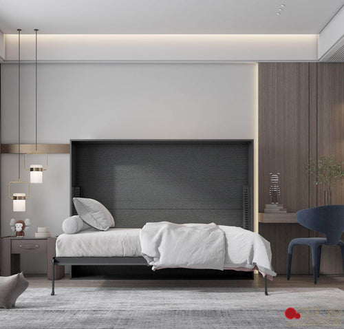 True Contemporary Murphy Wall Bed Heidi II Grey Horizontal Murphy Wall Pull Down Bed - Available in 3 Sizes