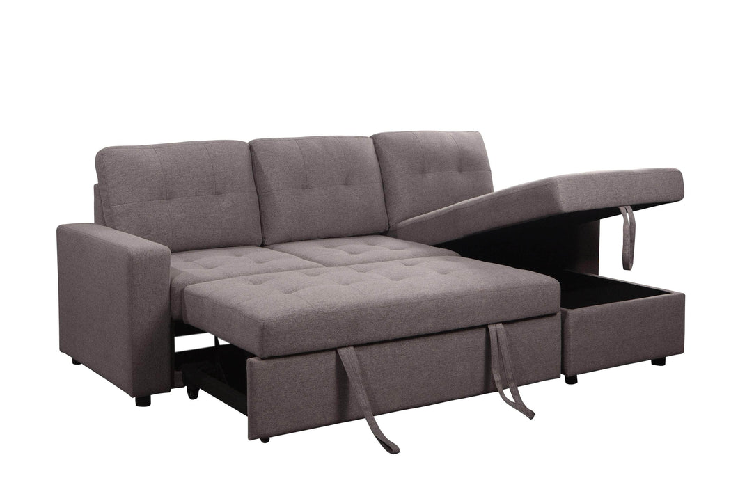 Urban Cali Sectional Right Facing Chaise Malibu Sleeper Sectional Sofa Bed with Storage Chaise in Solis Dark Grey