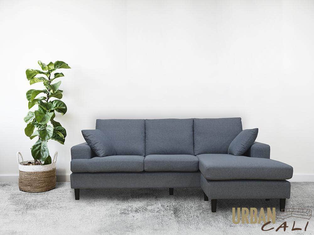 Sophia 84" Sectional Sofa with Reversible Chaise in Grey Linen