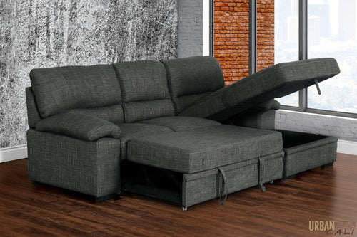 Urban Cali Sleeper Sectional Anaheim Condo Sleeper Sectional Sofa Bed with Storage Chaise