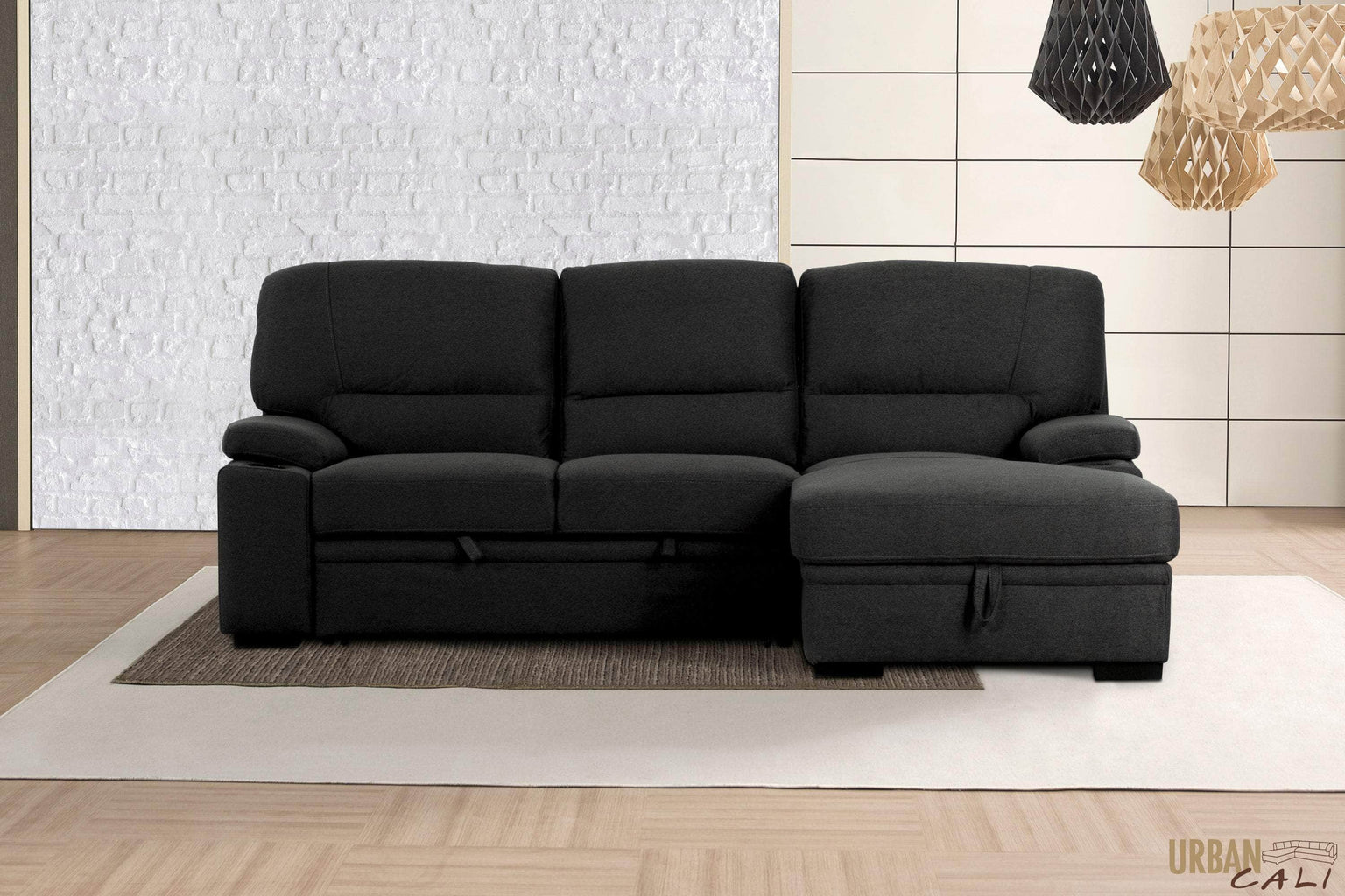 Sectional Sofas Wholesale Furniture Brokers Canada   Urban Cali Sleeper Sectional Anaheim Ii Condo Sleeper Sectional Sofa Bed With Cup Holders And Storage Chaise 29304120442942 1536x1026 