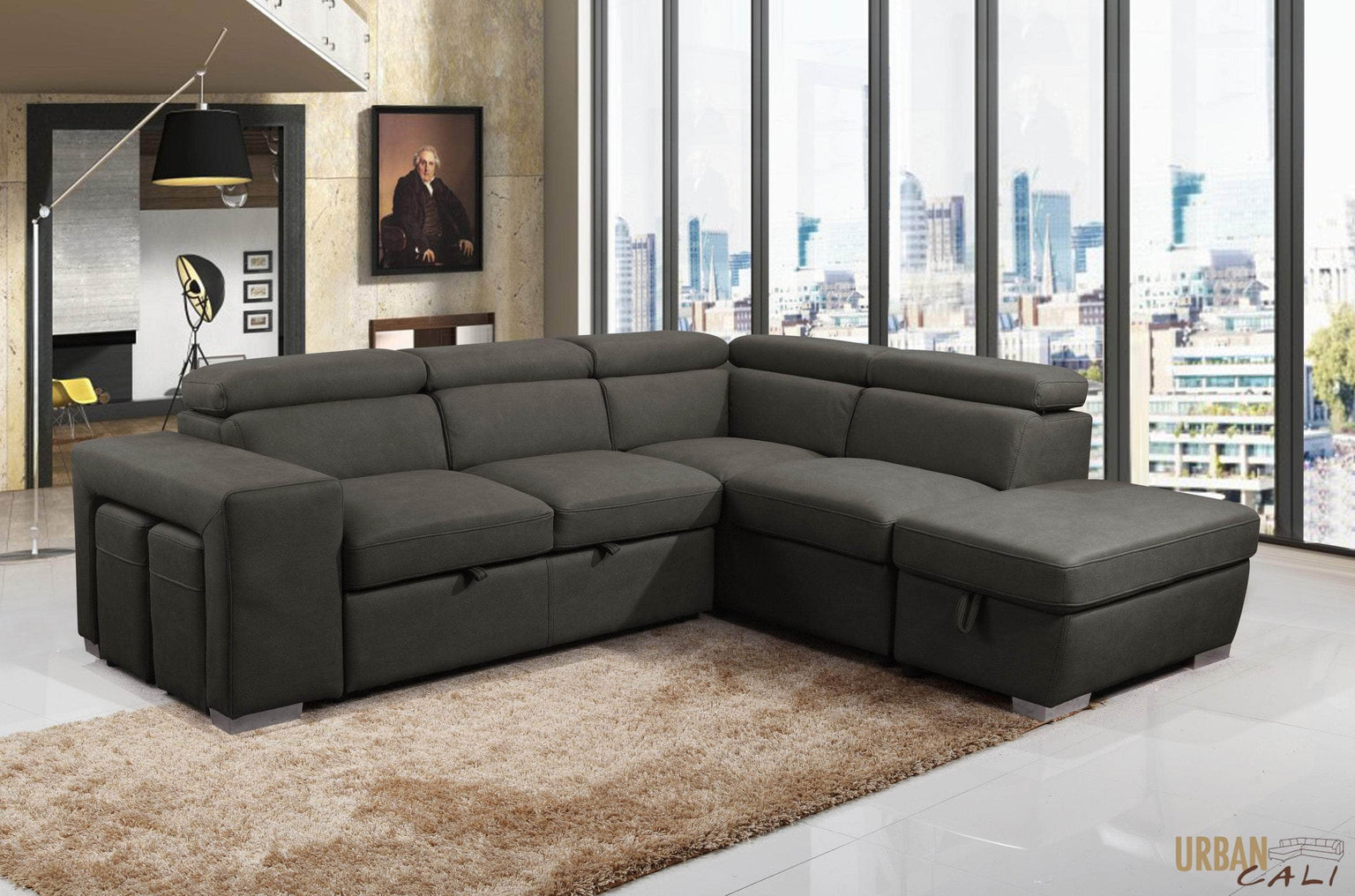 Sectional Sofas Wholesale Furniture Brokers Canada   Urban Cali Sleeper Sectional Pasadena Large Sleeper Sectional Sofa Bed With Storage Ottoman And 2 Stools Available In 2 Colours 29147673165886 1536x1017 