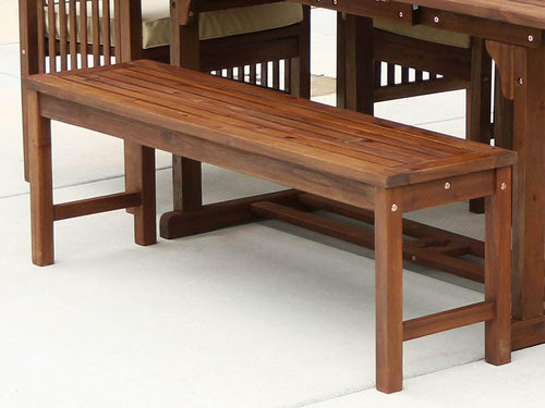 Walker Edison Bench Dark Brown Acacia Wood Outdoor Patio Bench - Dark Brown