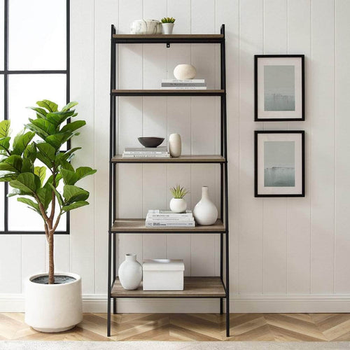 Walker Edison Bookcase 72" Arlo Industrial Ladder Bookcase - Available in 2 Colours