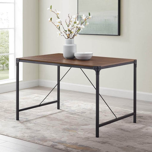 Walker Edison Dining Table Dark Walnut 48" Industrial Wood Rectangular Dining Table - Available in 3 Colours         