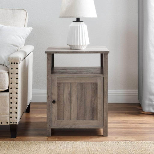 Walker Edison Side Table Grey Wash 18" Grooved Door Side Table - Available in 2 Colours