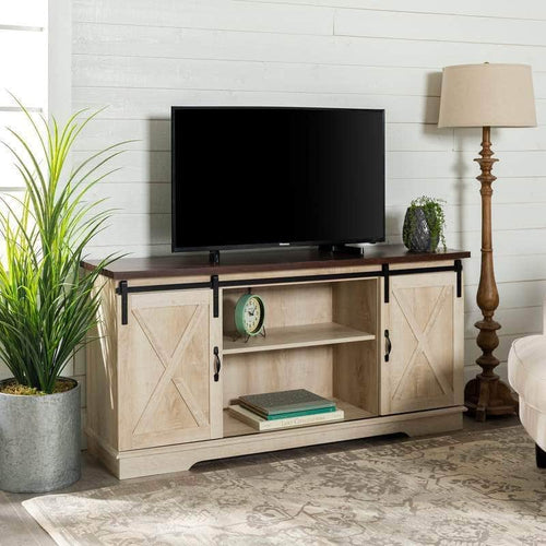 Walker Edison TV Stand White Oak 58" Modern Farmhouse Wood TV Stand - White Oak