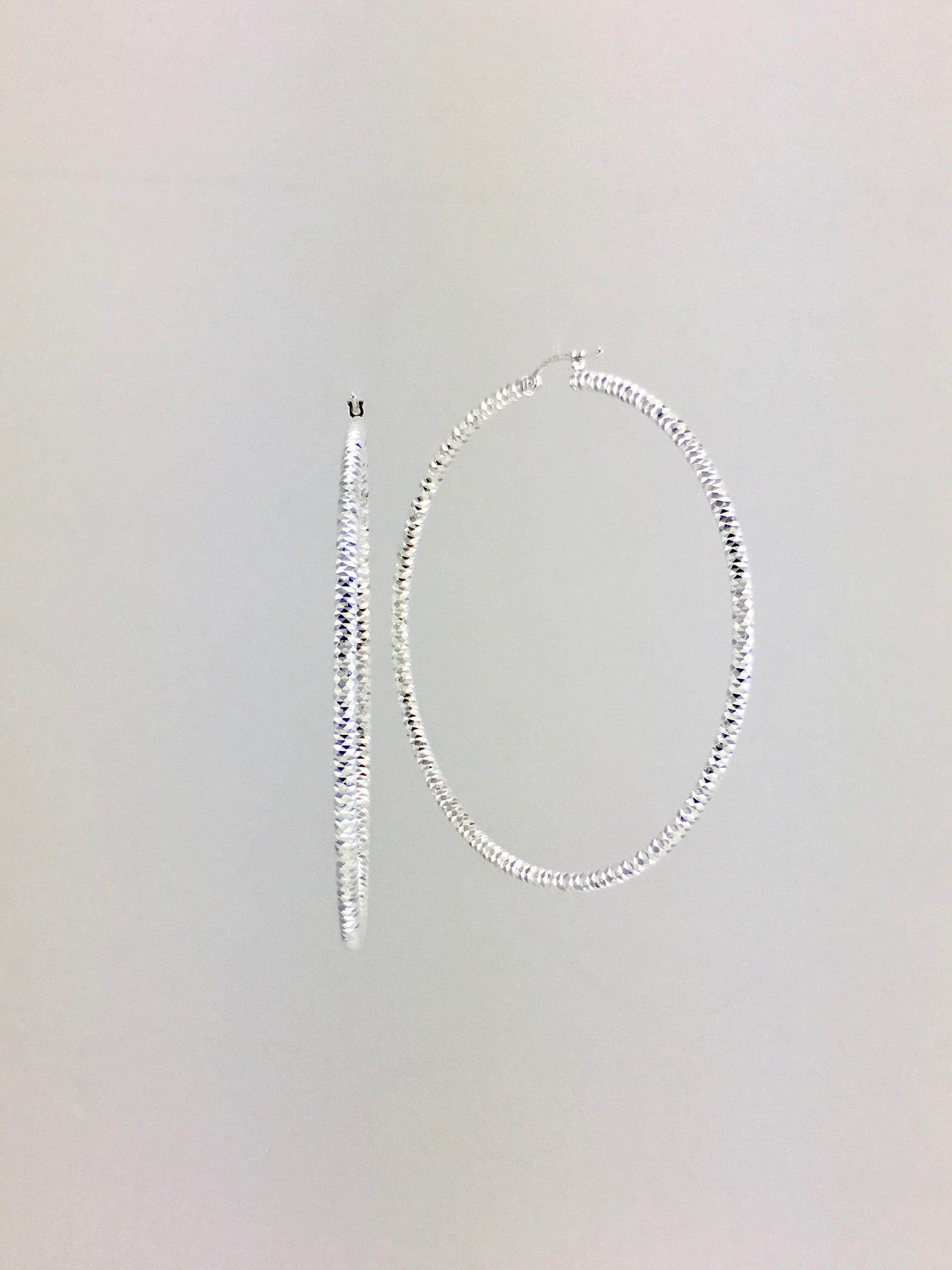 Diamond cut sterling silver extra large hoop earrings – East Los Outfitters