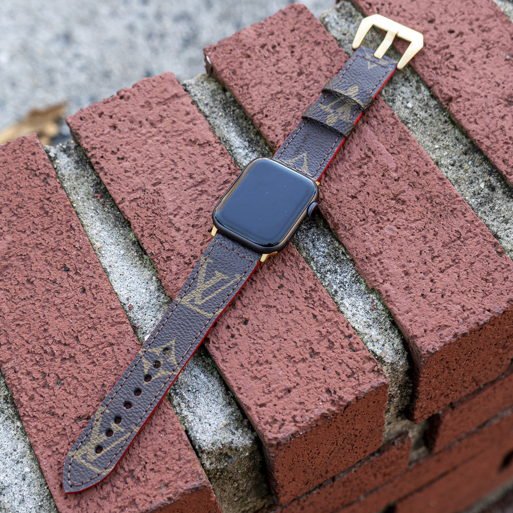 Louis Vuitton Apple Watch Band With Red Edging | CustomizerDepot