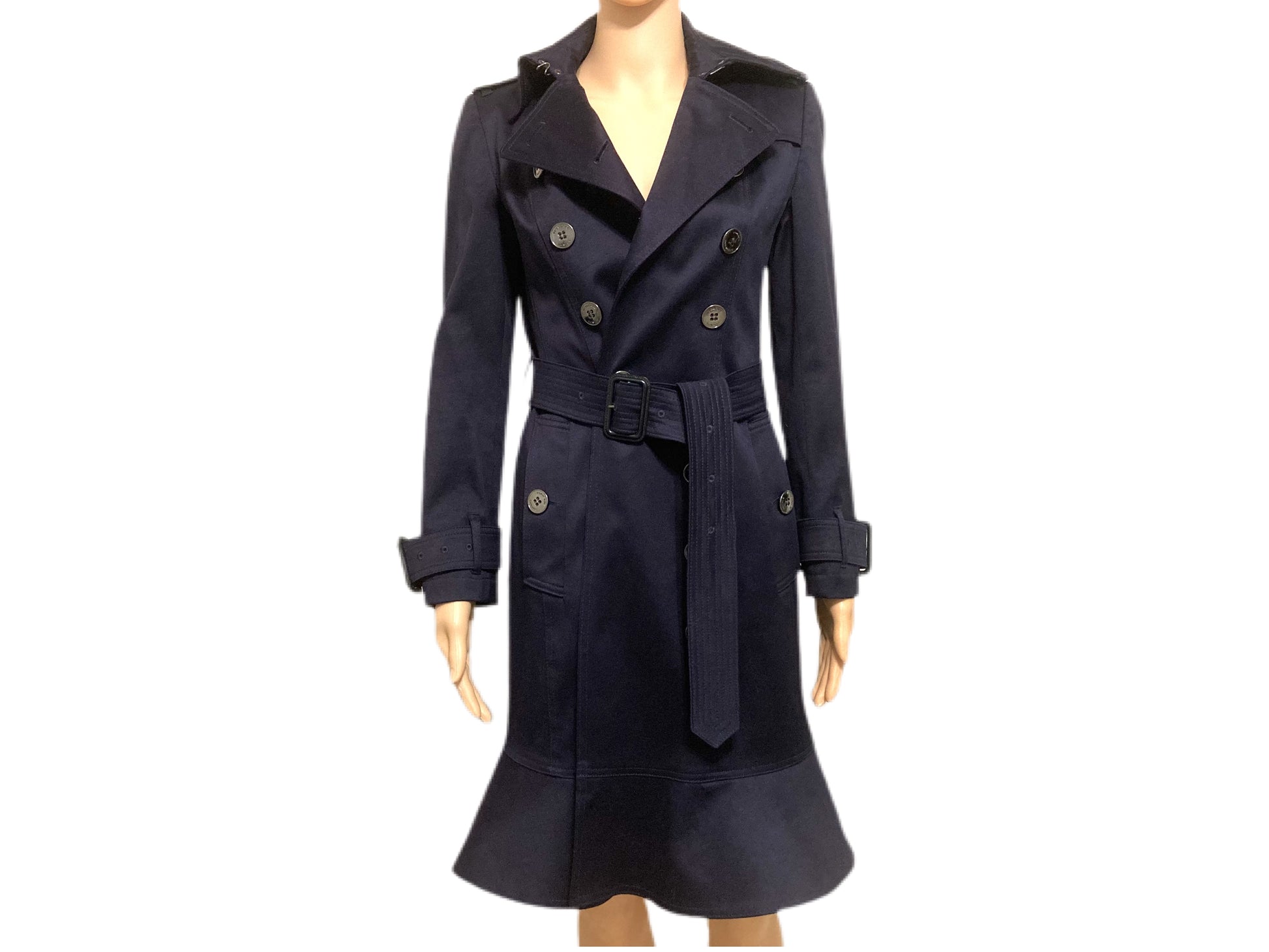boble indre Halloween BURBERRY Ruffle Bottom Trench Coat Navy Size 4 – Past & Present Boutique