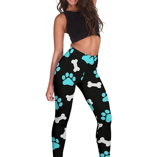 Floofins Paw Print Capri Yoga Leggings (Black) - Floofins & Co.