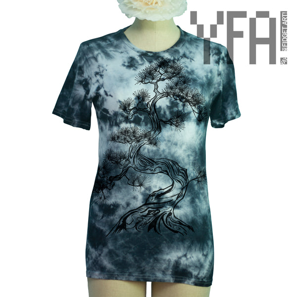 Japanese Pine Tree T-Shirt Art! for Organic by Yay Fidget Handprinted