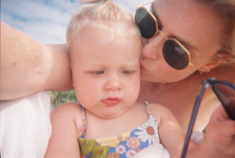 Film photo featuring mom Alice Frawley and daughter Vivi in Sydney Australia