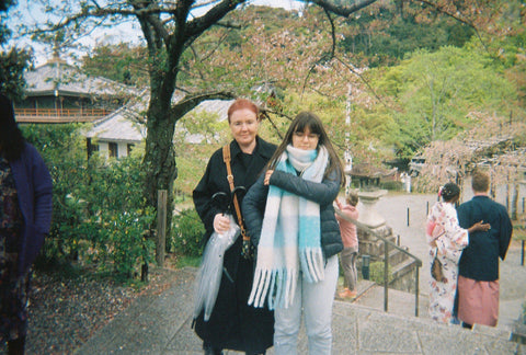 Mother and hair and make-up artist Isabella Schimid in Japan with daughter
