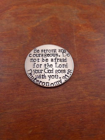 1. Personalized Deuteronomy 31 6 Pocket Coin - Deuteronomy 31 6 Gifts
