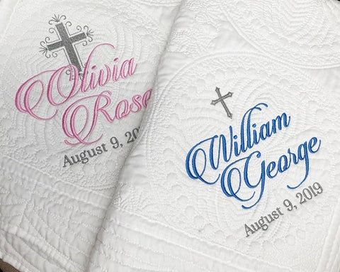 11. Personalized Baptism Gift Blanket - Baby Girl Baptism Gifts