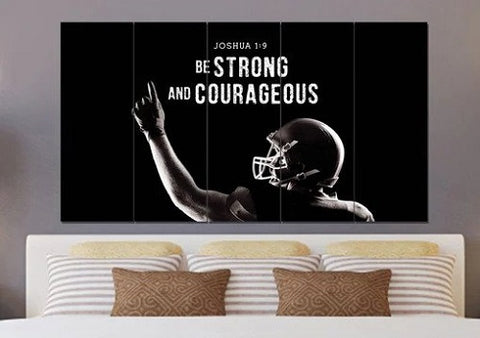 2. Football Champ #7 Joshua 1 9 Be Strong and Courageous Wall Art - Christian Sports Gifts