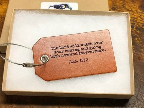 3. Psalm 121 Leather Baggage Tag - Psalm 121 Gifts