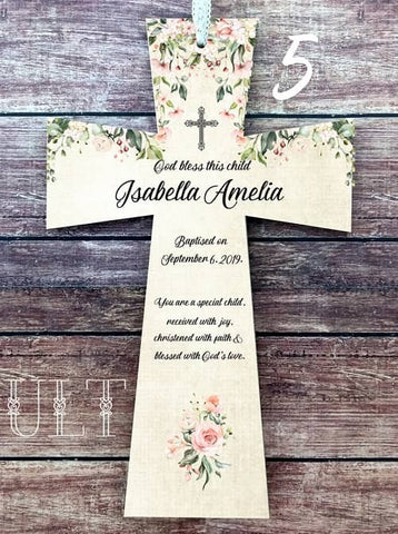 5. Personalized Cross - Baby Girl Baptism Gifts
