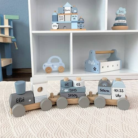 5. Personalized Wooden Railway - Baby Boy Baptism