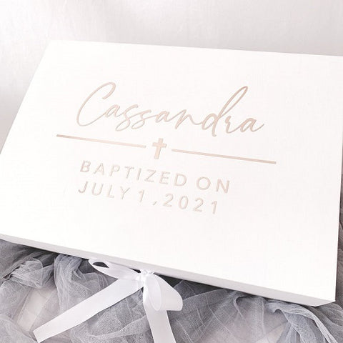 6. Baptism Keepsake Box - Baby Girl Baptism Gifts