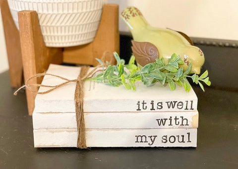 7. Farmhouse Book Stack - It Is Well With My Soul
