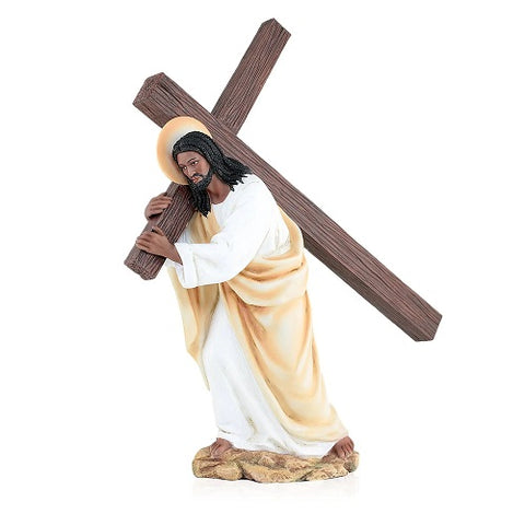 8. Black Jesus Carry the Cross Figurine - Black Jesus Gifts