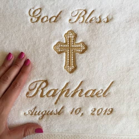 8. Personalized Baptism Towel - Baby Girl Baptism Gifts