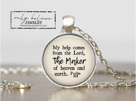 9. My Help Comes From The Lord Bible Verse Necklace - Psalm 121 Gifts
