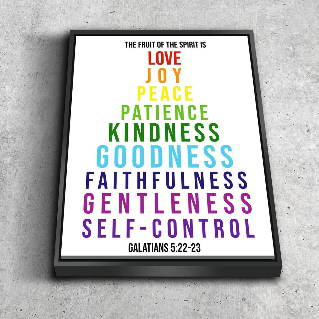 10 Colored Letters & Galatians 5:22 Fruit of the Spirit Canvas Print