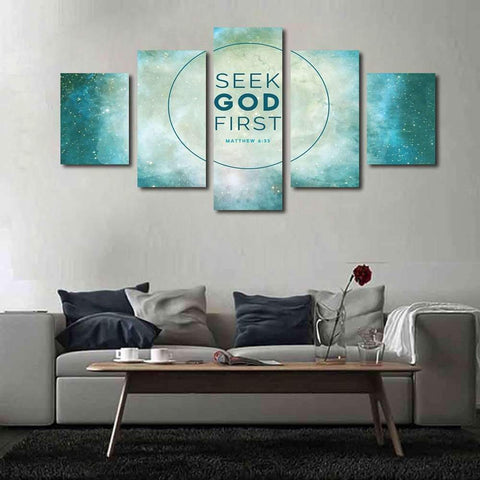 Matthew 6 33 Seek God First Bible Verse Canvas Wall Art