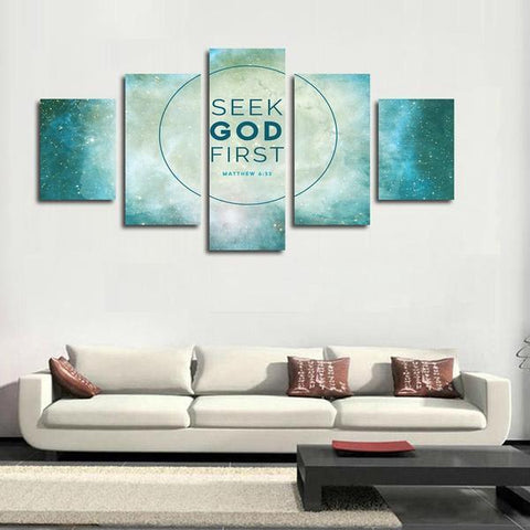 Matthew 6 33 Seek God First Bible Verse Canvas Wall Art