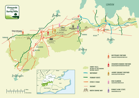 Vineyards of the Surrey Hills Map