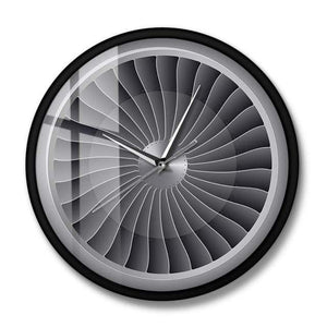 PILOTSX Wall Clock Metal Frame Jet Engine Turbine Fan Aviator Wall Clock