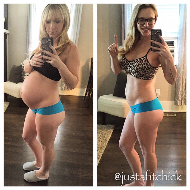 (Left) 41 Weeks Pregnant (Right) 7 days postpartum I gained 17 pounds with my pregnancy and was so proud to delivered a healthy, boy who weighed 7 pds. 11 oz. 