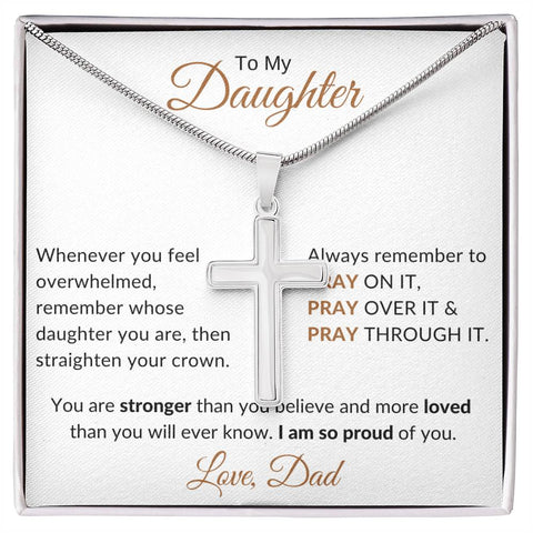 To My Daughter Pray on it Faith Cross Necklace