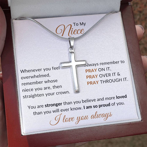 To My Niece Pray on it Faith Cross Necklace