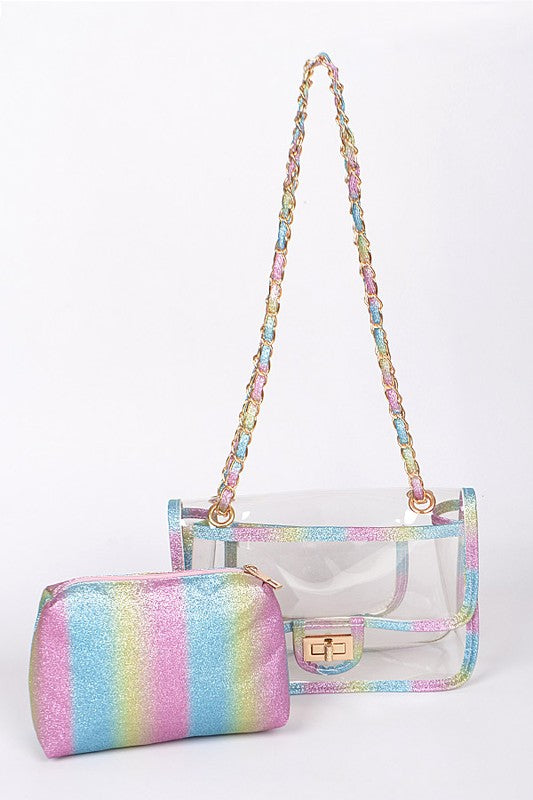 clear rainbow bag