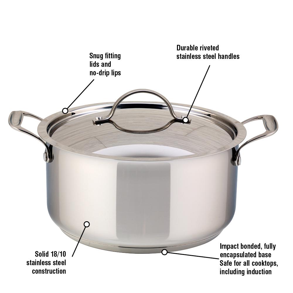 Meyer Confederation Stainless Steel 5L Dutch Oven with cover, Made in ...