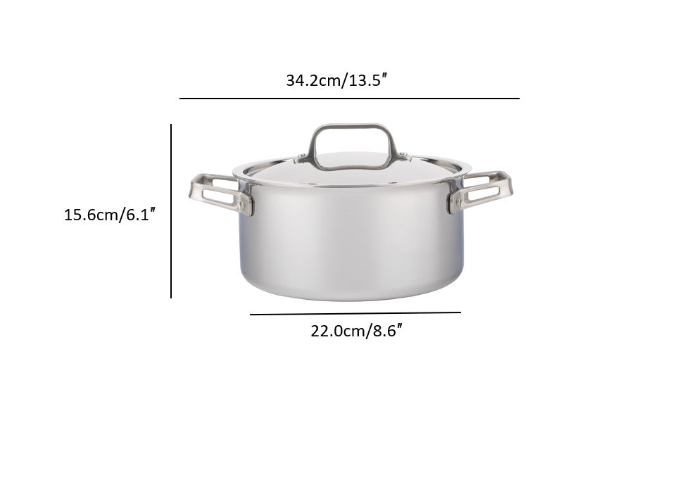 5.1L Meyer ProClad 5-Ply Aluminum Core Stainless Steel Dutch Oven with ...