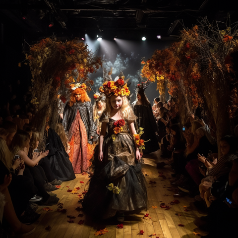 A mesmerizing parade of fantastical characters and creatures sashayed down the runway, each outfit a unique blend of creativity and spookiness, bringing the spirit of Halloween.