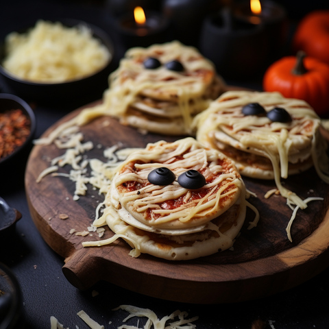 Mummy Pizzas: a healthy and delicious Halloween treat
