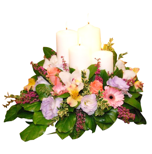 memorial flowers with candles