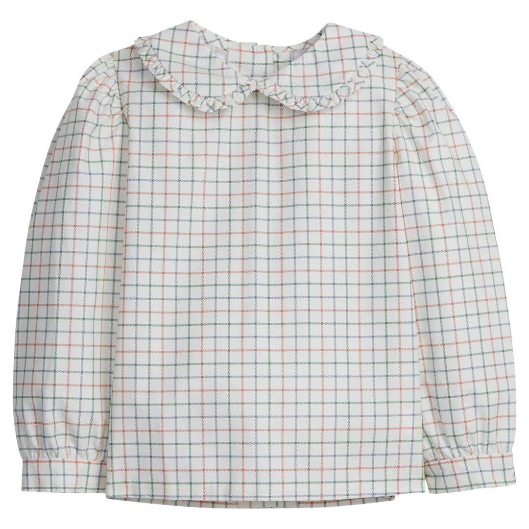 Ruffled Peter Pan Blouse - Hunter Tattersall