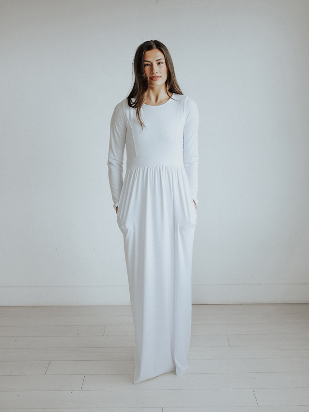 simply white temple dresses