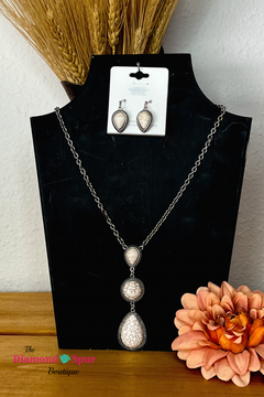 Drop Tiered Howlite Necklace and Earrings Set