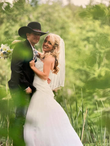wedding photo of boutique owner Brie and husband Chase