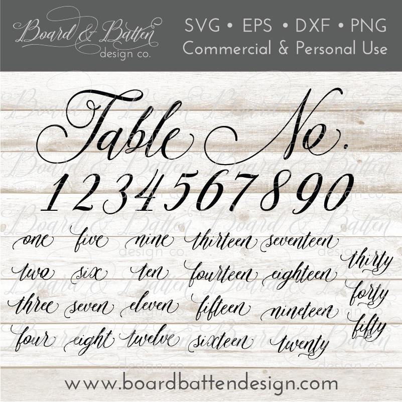 Download Wedding Table Numbers Svg File Bundle Style 4 Board Batten Design Co