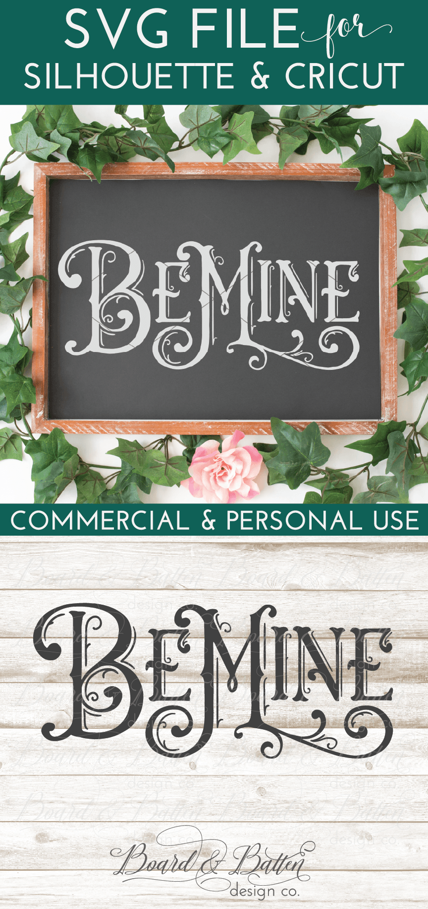 Download Vintage Valentine's Day "Be Mine" SVG File - Board & Batten Design Co.