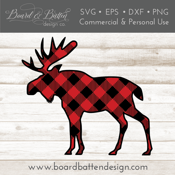 Download Buffalo Plaid Moose Shape Layered SVG - Board & Batten ...